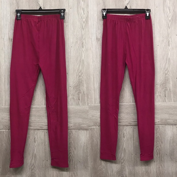 Wine Soft Brushed Leggings One Size - Picture 2 of 2